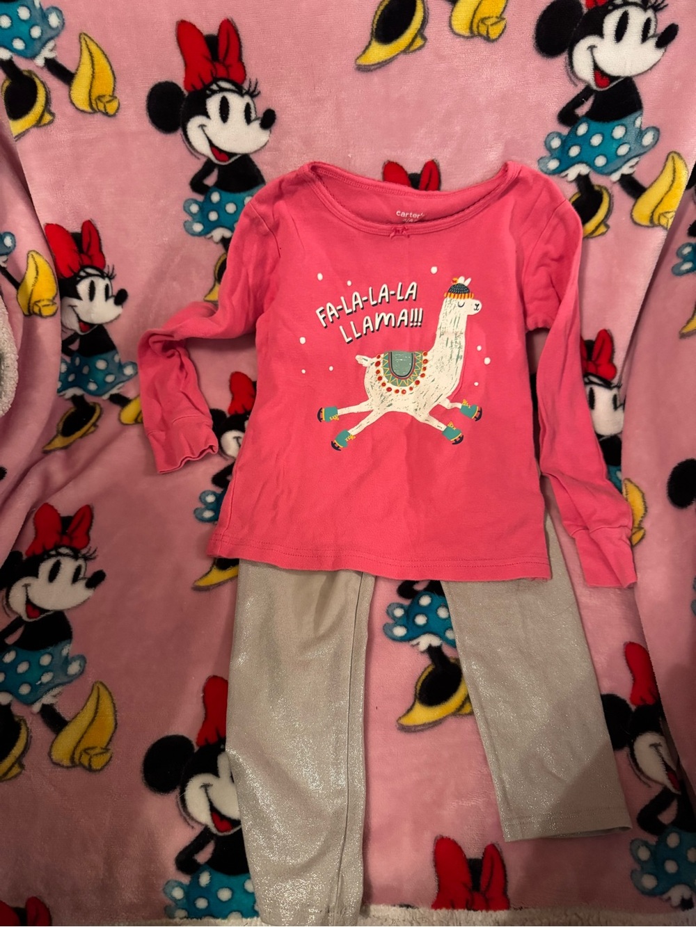 Carter's Girls Pink 'Fa-la-la-la Llama' 2 Piece Set Size 4 C4